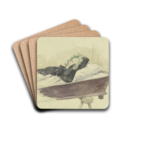 Girl in the coffin by Jacob Happ Drink Coasters - set of 4