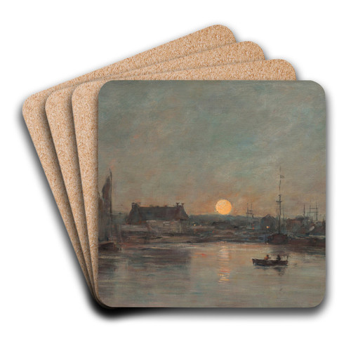 Vue du port de Trouville au crpuscule by Eugne Boudin Art Drink Coaster set Vue du port de Trouville au crpuscule by Eugne Boudin Art Drink Coaster set
