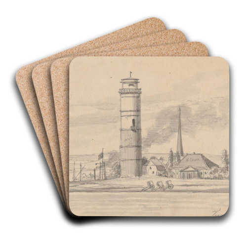 The Lighthouse of Travemnde Seen from the South by Martinus Rrbye Art Drink Coaster set