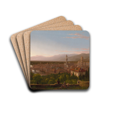 View of Florence by Thomas Cole Drink Coasters - set of 4