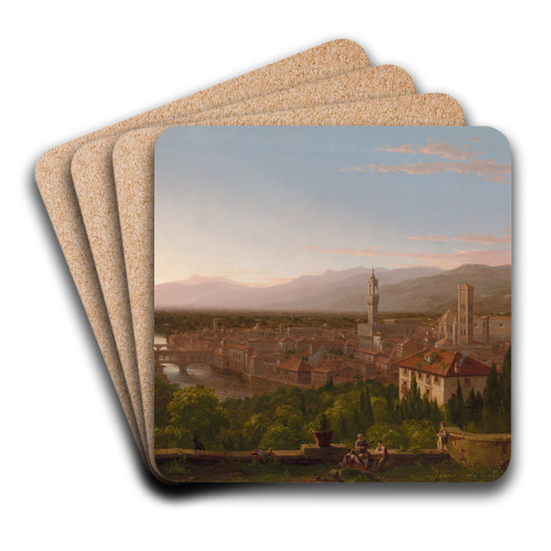View of Florence by Thomas Cole Art Drink Coaster set