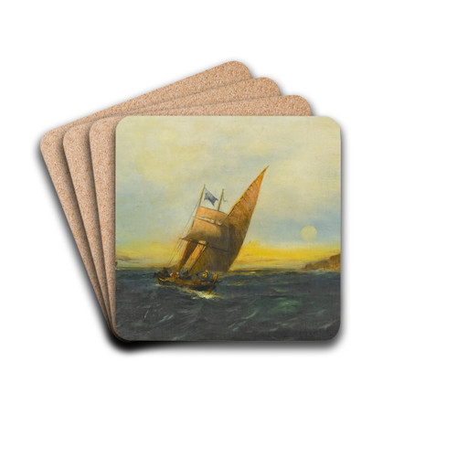 Sailing off the coast by Constantinos Volanakis Drink Coasters - set of 4