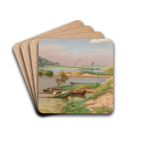 Open River Landscape by Heinrich Bhmer Drink Coasters - set of 4