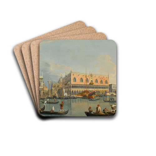 Venice, a view of the Molo from the Bacino di San Marco, with the Zecca and the Palazzo Ducale by Manner of Canaletto Drink Coasters - set of 4