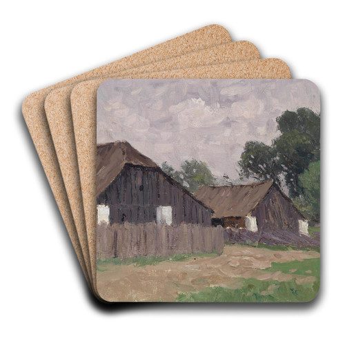 Bauernhuser bei Klagenfurt by Alfred Zoff Art Drink Coaster set