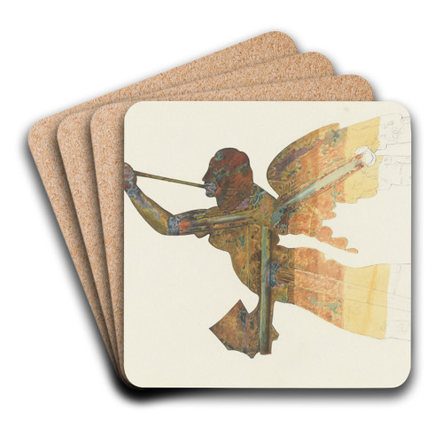 Gabriel Weather Vane (Technique) by Lucille Chabot Art Drink Coaster set