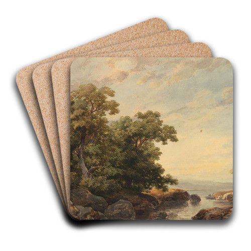 A lakeshore in the evening by Ludwig Hans Fischer Art Drink Coaster set