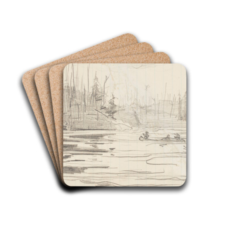 Canoes on a Lake by Winslow Homer Drink Coasters - set of 4