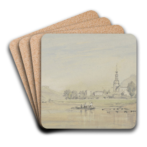 View of Schandau by Friedrich Eugen Peipers Art Drink Coaster set View of Schandau by Friedrich Eugen Peipers Art Drink Coaster set