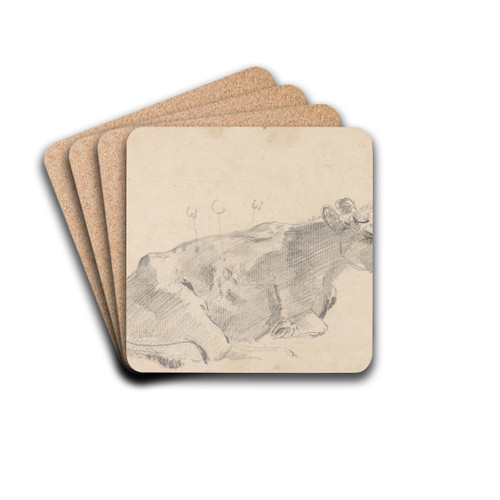 Study of a cow lying down, and facing right by Sawrey Gilpin Drink Coasters - set of 4 Study of a cow lying down, and facing right by Sawrey Gilpin Drink Coasters - set of 4