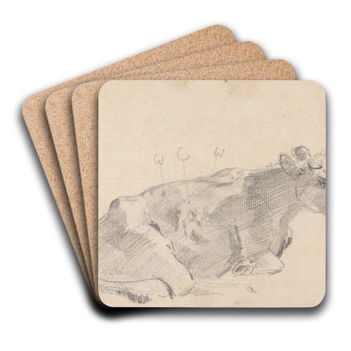 Study of a cow lying down, and facing right by Sawrey Gilpin Art Drink Coaster set Study of a cow lying down, and facing right by Sawrey Gilpin Art Drink Coaster set