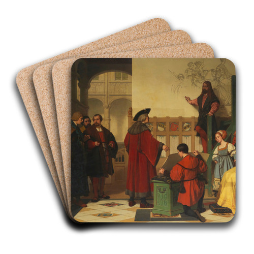 Albrecht Drer is visited by Emperor Maximilian at work by Wilhelm Koller Art Drink Coaster set