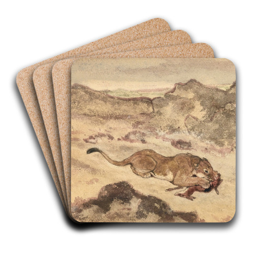 LionDevouring A Gazelle by Antoine-Louis Barye Art Drink Coaster set LionDevouring A Gazelle by Antoine-Louis Barye Art Drink Coaster set
