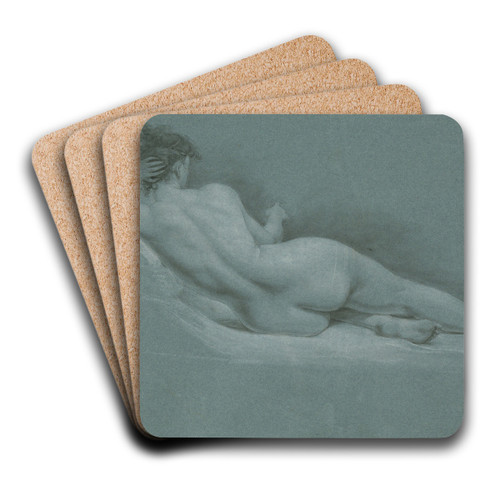 Reclining Nude, backview by John Trumbull Art Drink Coaster set