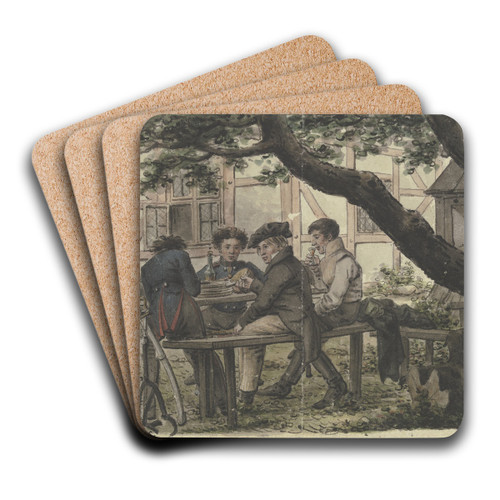 Freiwillige bei der Rast im Wirtshausgarten by Carl Zimmermann Art Drink Coaster set Freiwillige bei der Rast im Wirtshausgarten by Carl Zimmermann Art Drink Coaster set