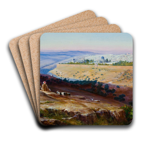 Jerusalem from the Mount of Olives by Edward Lear Art Drink Coaster set Jerusalem from the Mount of Olives by Edward Lear Art Drink Coaster set