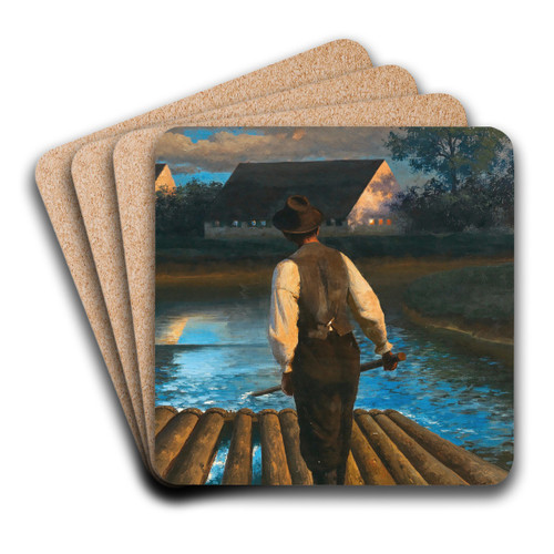 A Raft Ride on the Amper by Paul Wilhelm Keller-Reutlingen Art Drink Coaster set A Raft Ride on the Amper by Paul Wilhelm Keller-Reutlingen Art Drink Coaster set