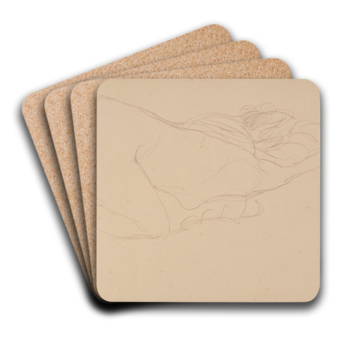 Zusammengekauerter Halbakt nach rechts by Gustav Klimt Art Drink Coaster set