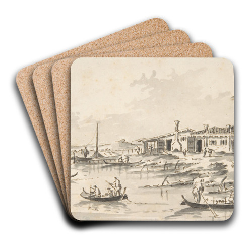 The Tower at Marghera by Giacomo Guardi Art Drink Coaster set