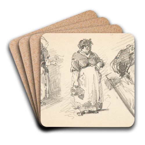 Two Standing Figures and OneHead by John Singer Sargent Art Drink Coaster set Two Standing Figures and OneHead by John Singer Sargent Art Drink Coaster set