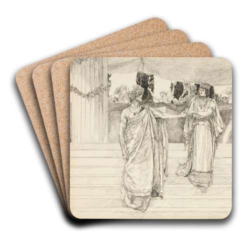 Hermione entreats Polixenes - Act I, Scene II, The WintersTale by Edwin Austin Abbey Art Drink Coaster set Hermione entreats Polixenes - Act I, Scene II, The WintersTale by Edwin Austin Abbey Art Drink Coaster set