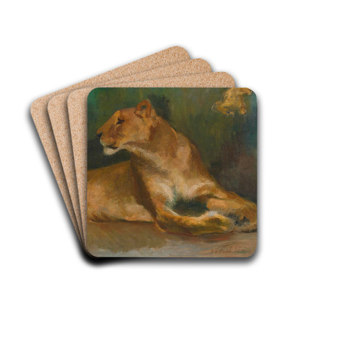 Ruhende Lwin by Geza Vastagh Drink Coasters - set of 4