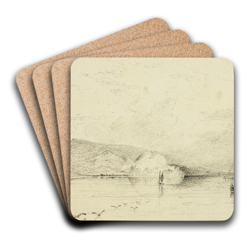 Dunbarton from the West by Copley Fielding Art Drink Coaster set Dunbarton from the West by Copley Fielding Art Drink Coaster set