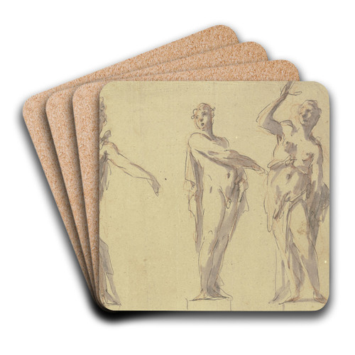 Four statues by Gaspare Diziani Art Drink Coaster set