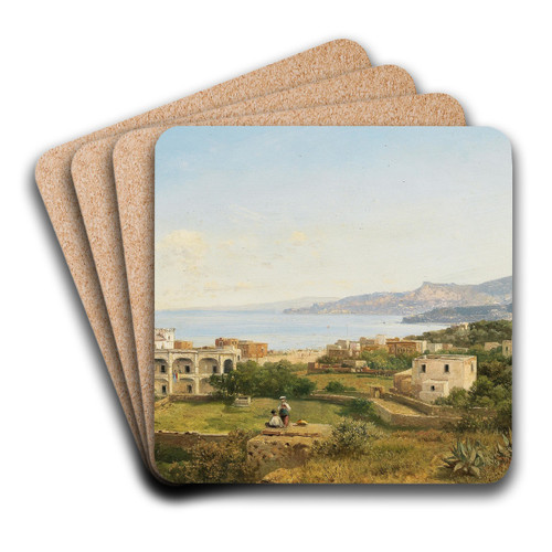 Scene On Ischia by Albert Zimmermann Art Drink Coaster set Scene On Ischia by Albert Zimmermann Art Drink Coaster set