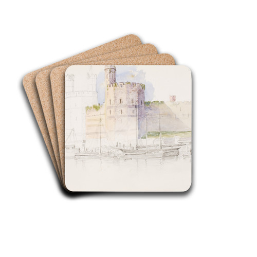 Caernarvon Castle by George Elbert Burr Drink Coasters - set of 4 Caernarvon Castle by George Elbert Burr Drink Coasters - set of 4