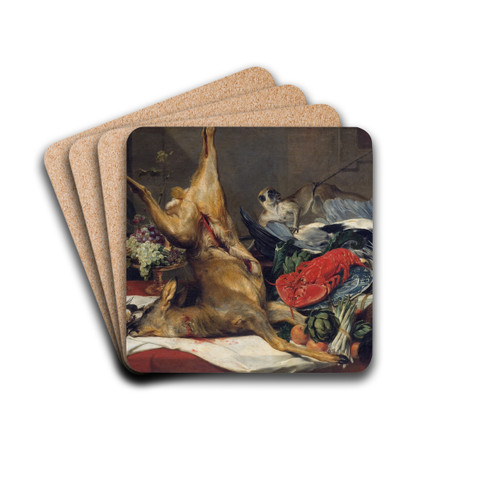 Still Life with Dead Game, a Monkey, a Parrot, and a Dog by Frans Snyders Drink Coasters - set of 4 Still Life with Dead Game, a Monkey, a Parrot, and a Dog by Frans Snyders Drink Coasters - set of 4