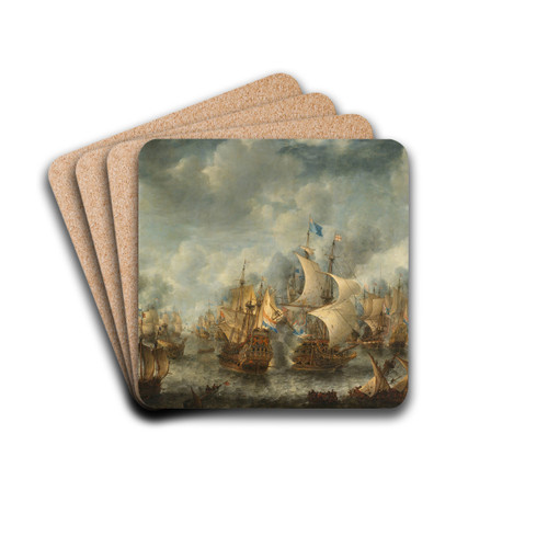 The Battle of Terheide by Jan Abrahamsz Beerstraaten Drink Coasters - set of 4 The Battle of Terheide by Jan Abrahamsz Beerstraaten Drink Coasters - set of 4