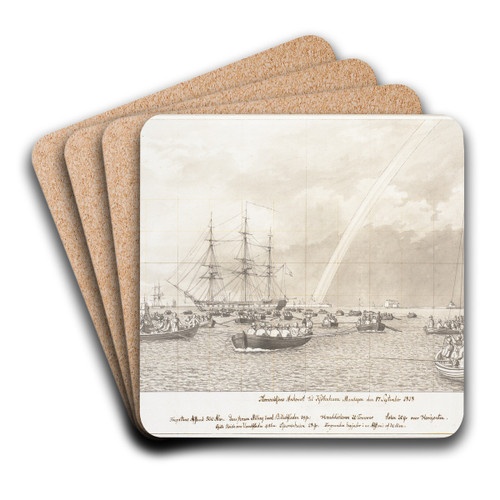 Thorvaldsens ankomst og modtagelse p Kbenhavns red den 17 september 1838 by Christoffer Wilhelm Eckersberg Art Drink Coaster set