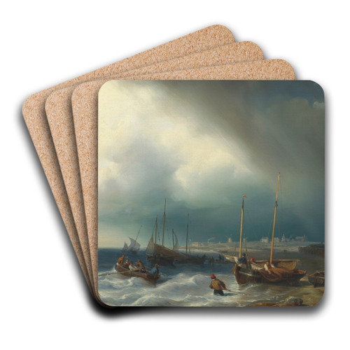 Coastal view by Johan Hendrik Louis Meyer Art Drink Coaster set Coastal view by Johan Hendrik Louis Meyer Art Drink Coaster set