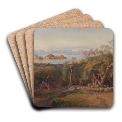 Corfu from Ascension by Edward Lear Art Drink Coaster set Corfu from Ascension by Edward Lear Art Drink Coaster set