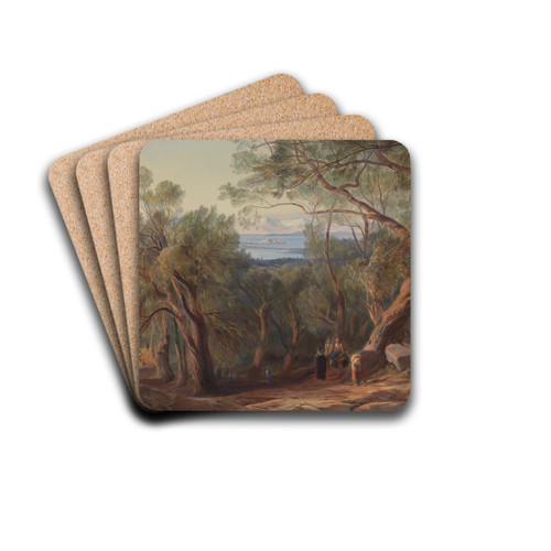 Corfu from Santa Decca by Edward Lear Drink Coasters - set of 4 Corfu from Santa Decca by Edward Lear Drink Coasters - set of 4