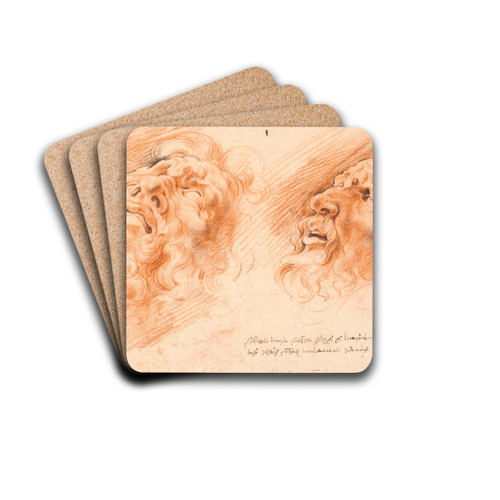 Laocoon. Two studies of Laocoon's face, one seem en face from below, and the other in profile to the left by Willem Panneels Drink Coasters - set of 4