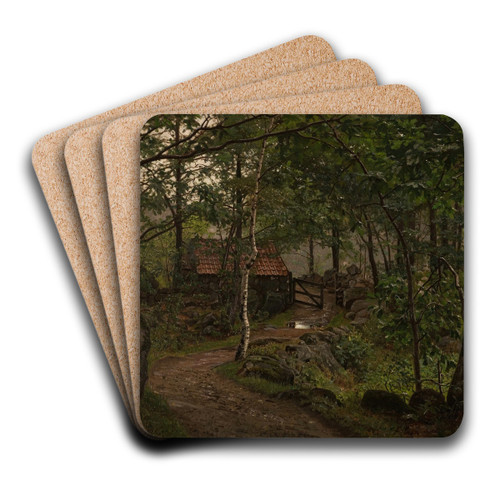 Under trrne, Hoven ved Mandal by Amaldus Nielsen Art Drink Coaster set