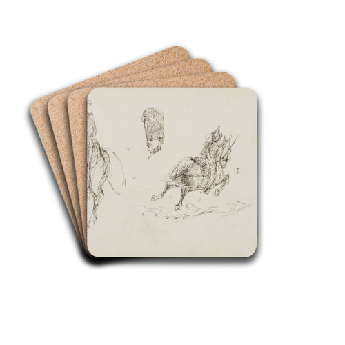 Studieblad, onder andere met militairen te paard by Marius Bauer Drink Coasters - set of 4
