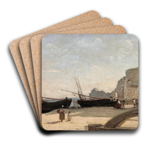 The Beach, tretat by Jean-Baptiste-Camille Corot Art Drink Coaster set