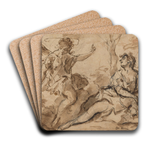 The Angel Appearing to Hagar and Ishmael by Sebastiano Ricci Art Drink Coaster set