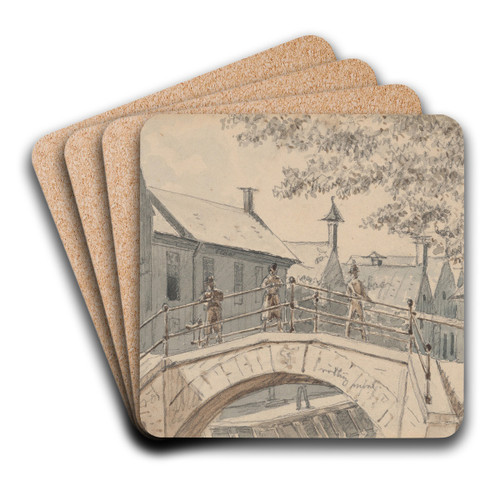 A Bridge over a Canal in Winschoten by Martinus Rrbye Art Drink Coaster set