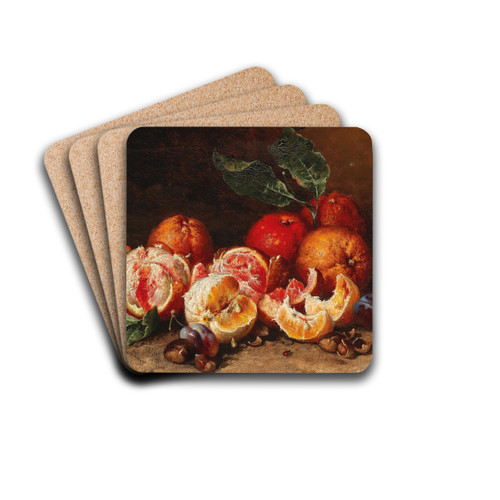 Still Life with Oranges, Plums and Chestnuts by Pal Bhm Drink Coasters - set of 4