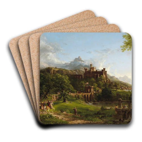 The Departure by Thomas Cole Art Drink Coaster set