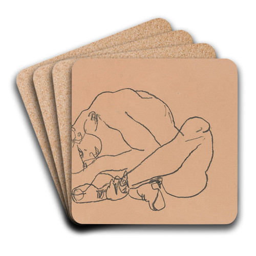 Squatting Woman by Egon Schiele Art Drink Coaster set