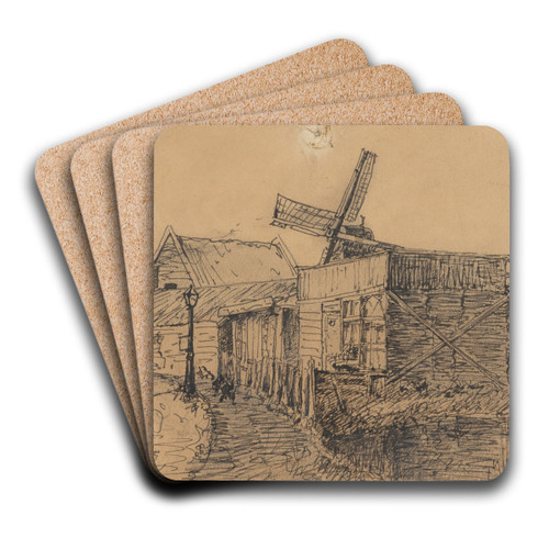 Dorpspad met molen by Theo Nieuwenhuis Art Drink Coaster set Dorpspad met molen by Theo Nieuwenhuis Art Drink Coaster set