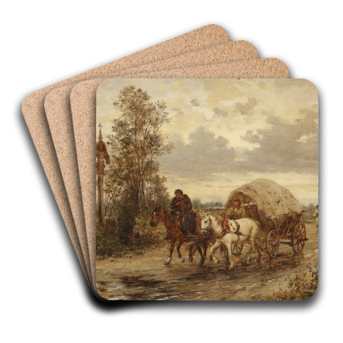 Auf der Landstrae by Ludwig Gedlek Art Drink Coaster set