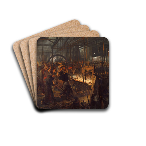 The Iron Rolling Mill (Modern Cyclopes) by Adolph von Menzel Drink Coasters - set of 4