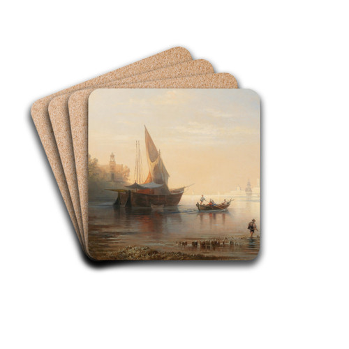 Gathering Mussels in the Venetian Lagoon by Karl Heilmayer Drink Coasters - set of 4 Gathering Mussels in the Venetian Lagoon by Karl Heilmayer Drink Coasters - set of 4