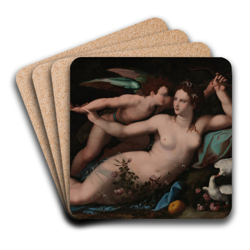 Venus Disarming Cupid by Alessandro Allori Art Drink Coaster set